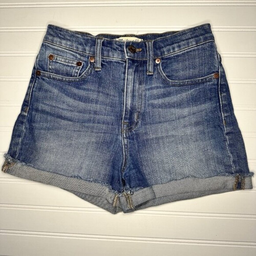Madewell Women's High-Rise Denim Boyshorts Medium Wash Cut Off Style 24